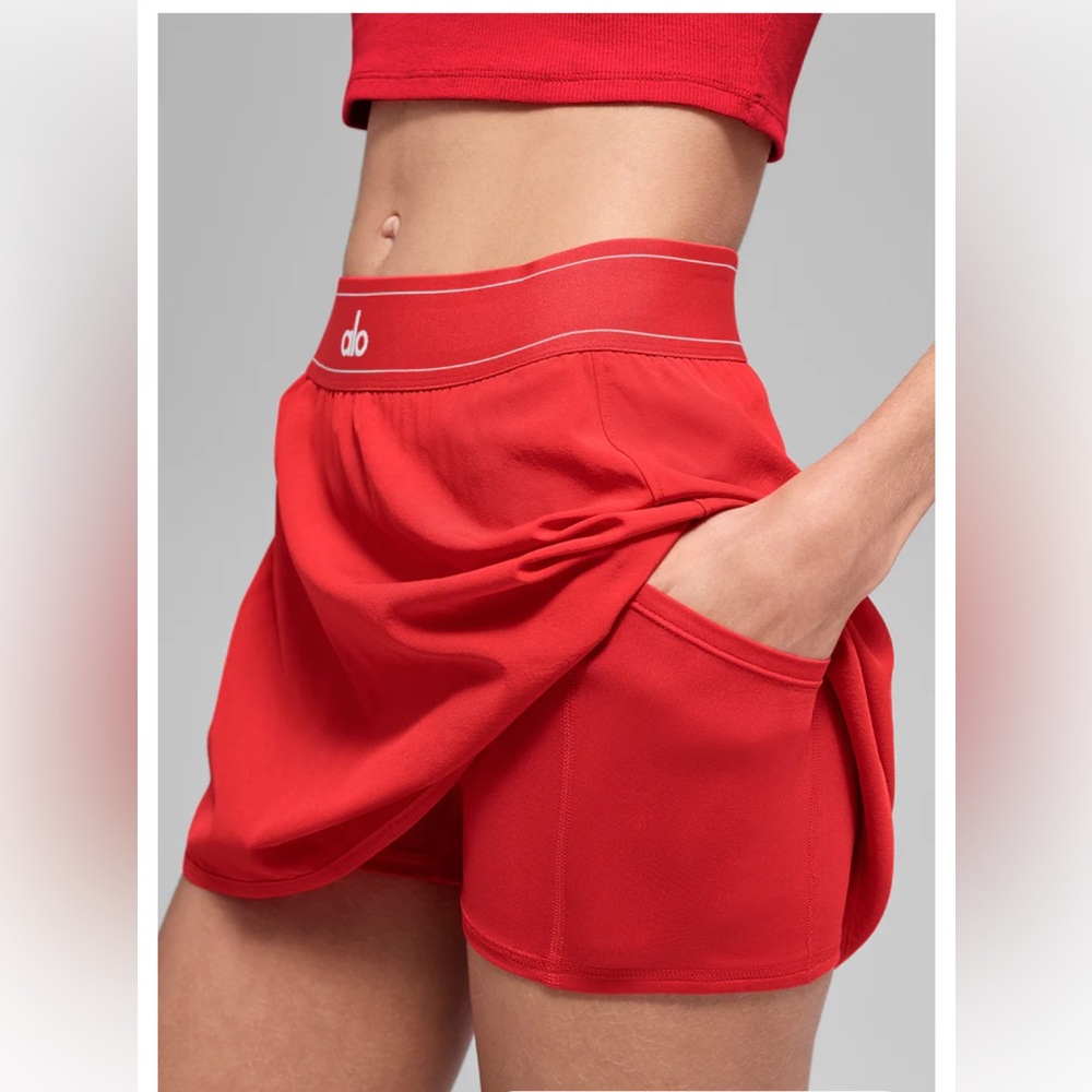 NWT ALO Yoga Match Point Tennis Skirt bright Red size xxs - sold out online - Picture 3 of 9